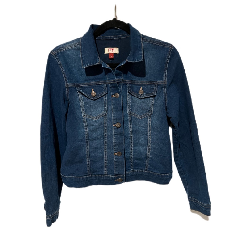 l.e.i. Girl’s Denim Blue Stretch Jean Jacket Size L